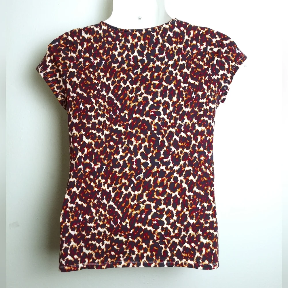 Top Size XL Leopard Print V- Neck